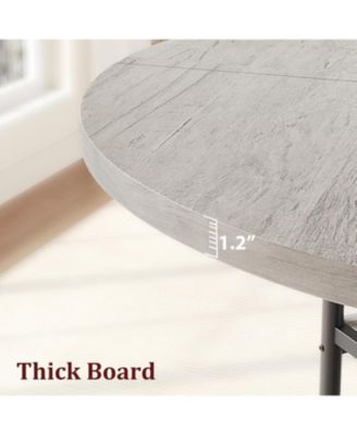 47'' Round Dining Table for 4, Roman Column Design with Built in Storage, Space Saving Vintage Modern Table for Dining Room