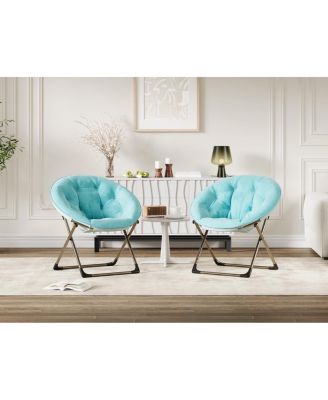 Comfy Oversized Saucer Chair – Soft Plush Fabric Reading Lounger for Adults, Stable X-Large Metal Frame Foldable Accent Lazy Chair for Bedroom