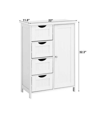 Freestanding Bathroom Cabinet, Wooden Entryway Storage Organizer with 4 Drawers and 1 Cupboard, Bathroom Furniture