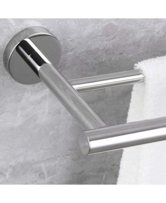 23.6" Stainless Steel Wall Mounted Towel Bar, Double Bath Towel Bar for Bathroom, Kitchen and Bedroom - Chrome