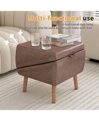 Foldable 2-in-1 Dog Stairs & Ramp, Wooden Pet Steps for Couch and Bed