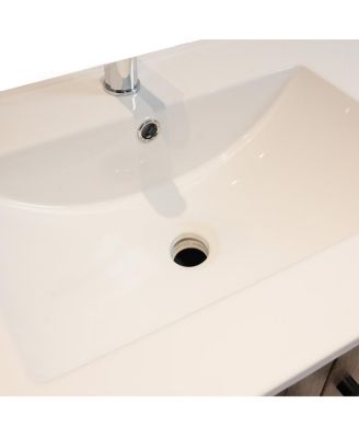 29" Antique Bathroom Vanity with Sink, Quick-Install Folding Storage, Eco MDF Matte 3D Embossed Finish, Large Capacity