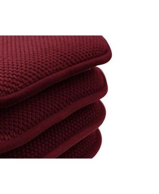 Nantucket Farms Ultra Soft Chenille Burgundy Red Memory Foam Non Slip Chair Cushion Pads - 4 Piece