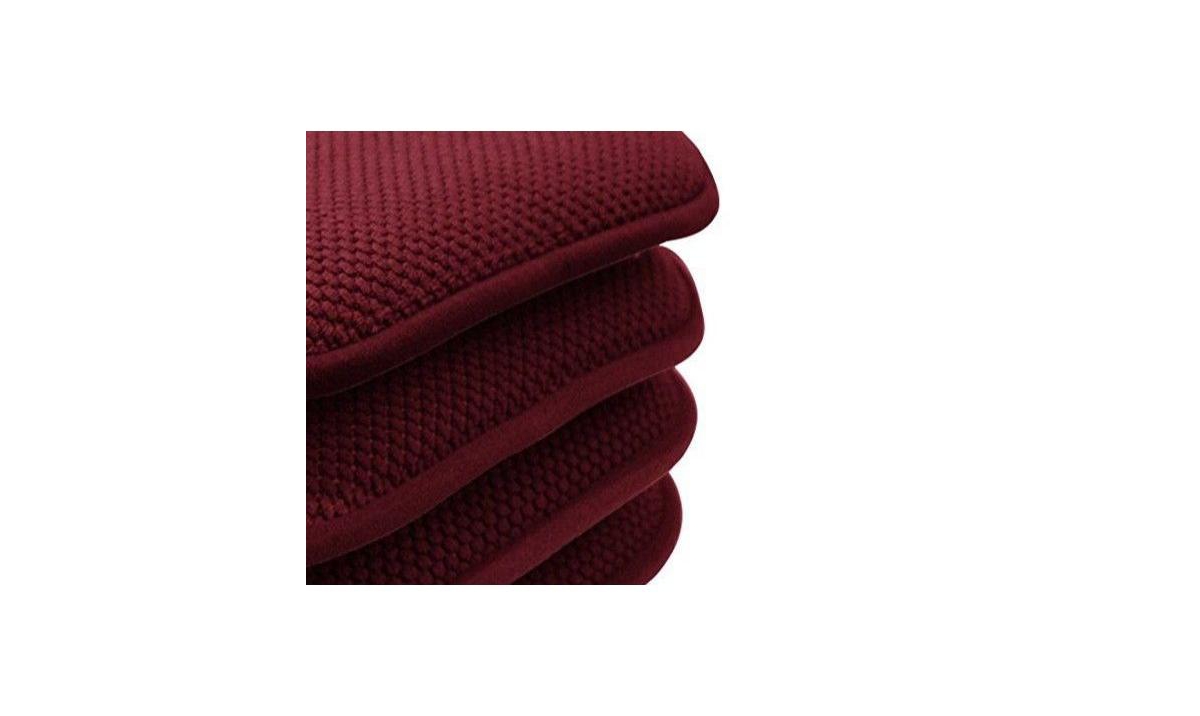 Kate Aurora Nantucket Farms Ultra Soft Chenille Burgundy Red Memory Foam Non Slip Chair Cushion Pads - 4 Piece