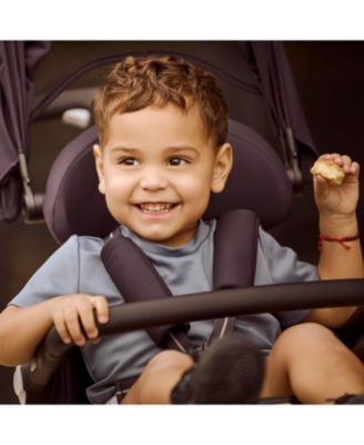 Baby evolur Velo Rider stroller: lightweight for ages 6–36 months with one-hand fold, footrest, rear platform, and 5-point harness.