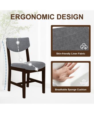 Rustic Farmhouse 4-Piece Dining Chair Set with Fabric Cushion