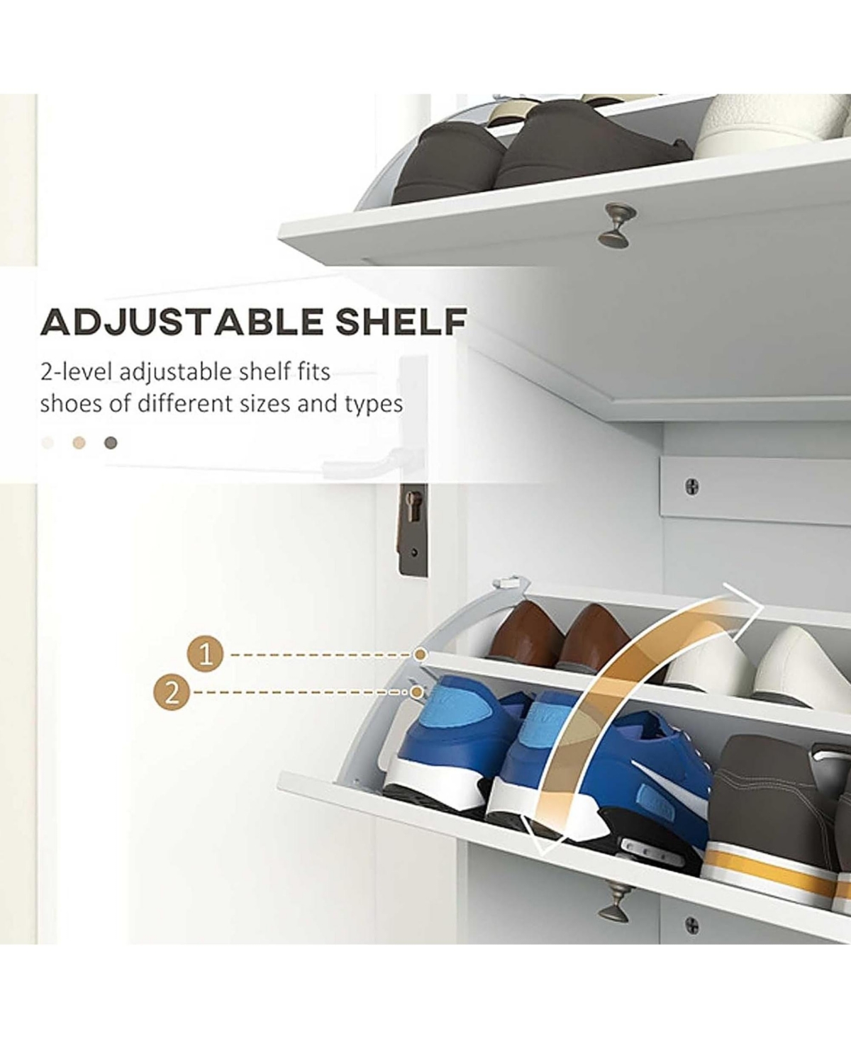 Rainsken Modern Narrow Shoe Cabinet, Hidden Shoe Storage Organizer for 18 Pairs of Shoes with 3 Flip Drawers and Adjustable Shelves for Entryway