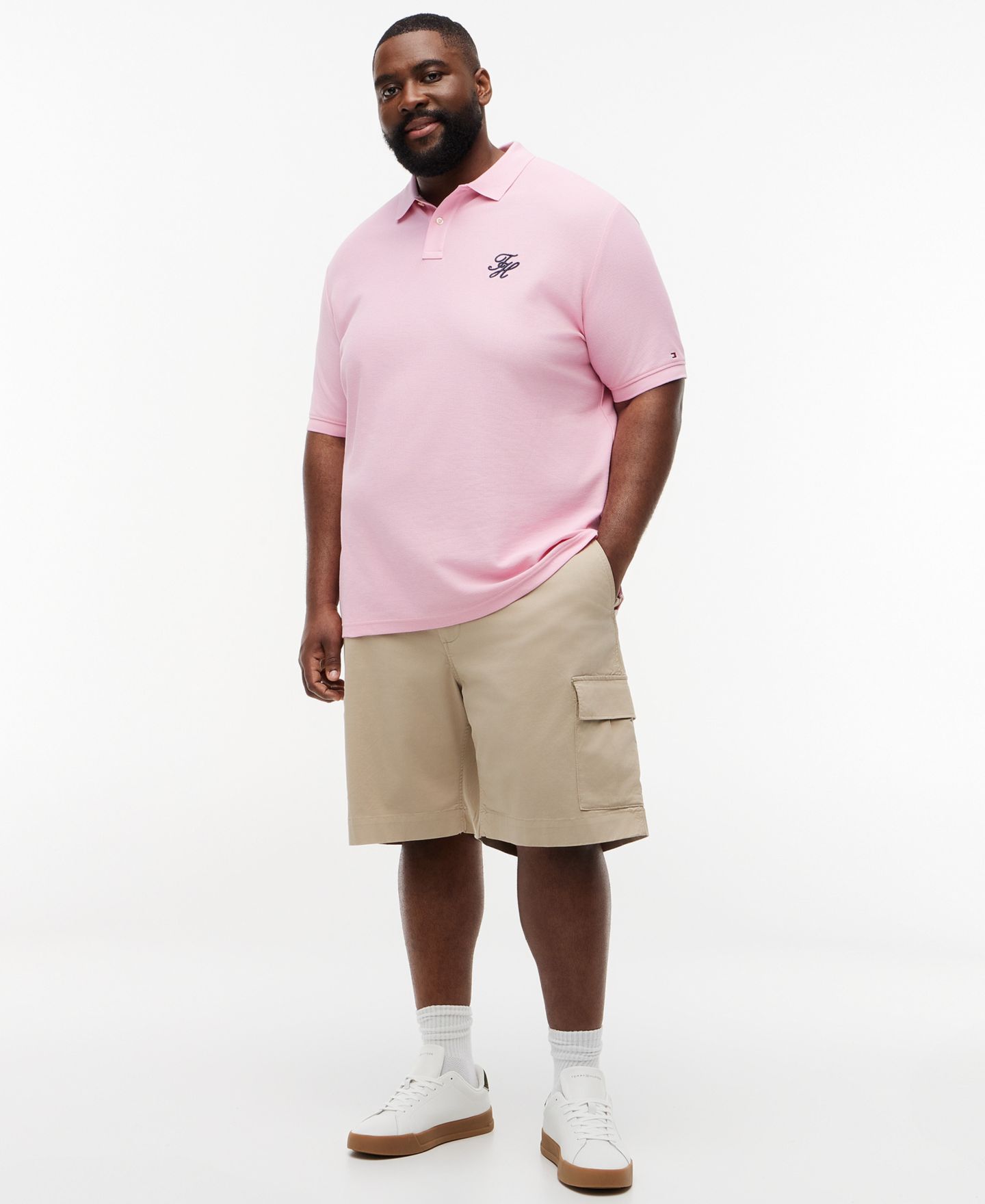 Мужское поло Tommy Hilfiger Regular-Fit Script Polo Shirt, цвет: Розовый — фото 2
