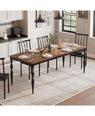 71 Inch Rectangular Dining Table for 6 Rustic Farmhouse Kitchen Table with Large Tabletop Long Wooden Dining Room Table with Heavy Duty Legs