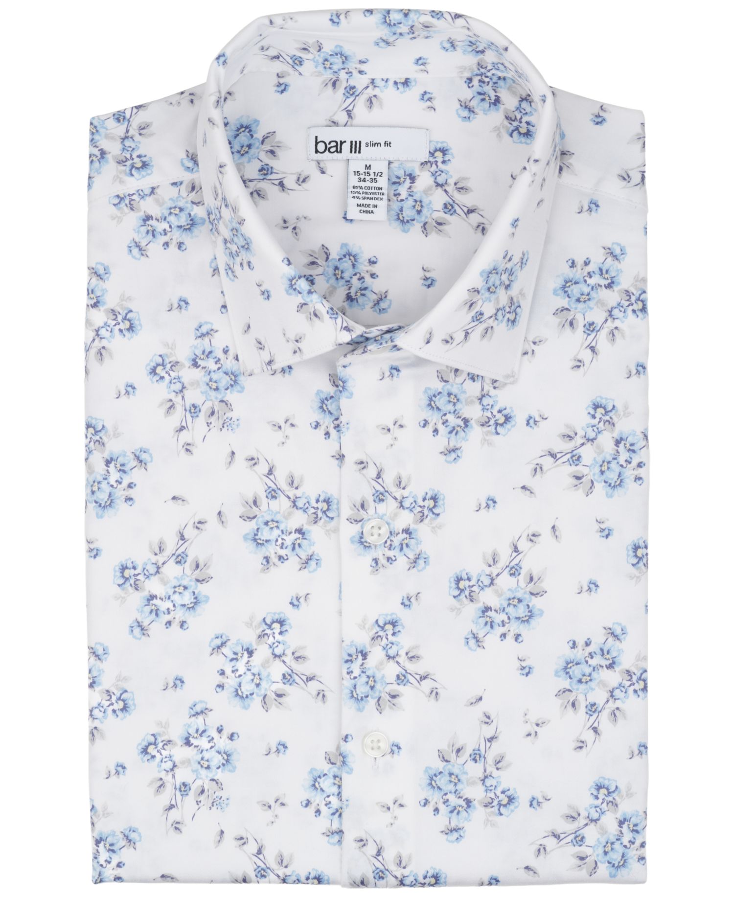 Men's Slim-Fit Spread Collared Dress Shirt