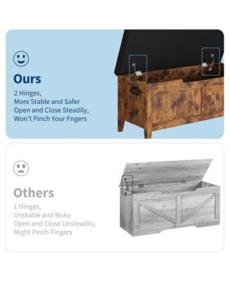 39.4-Inch Wooden Flip-Top Storage Bench, Entryway Trunk with 2 Safety Hinges