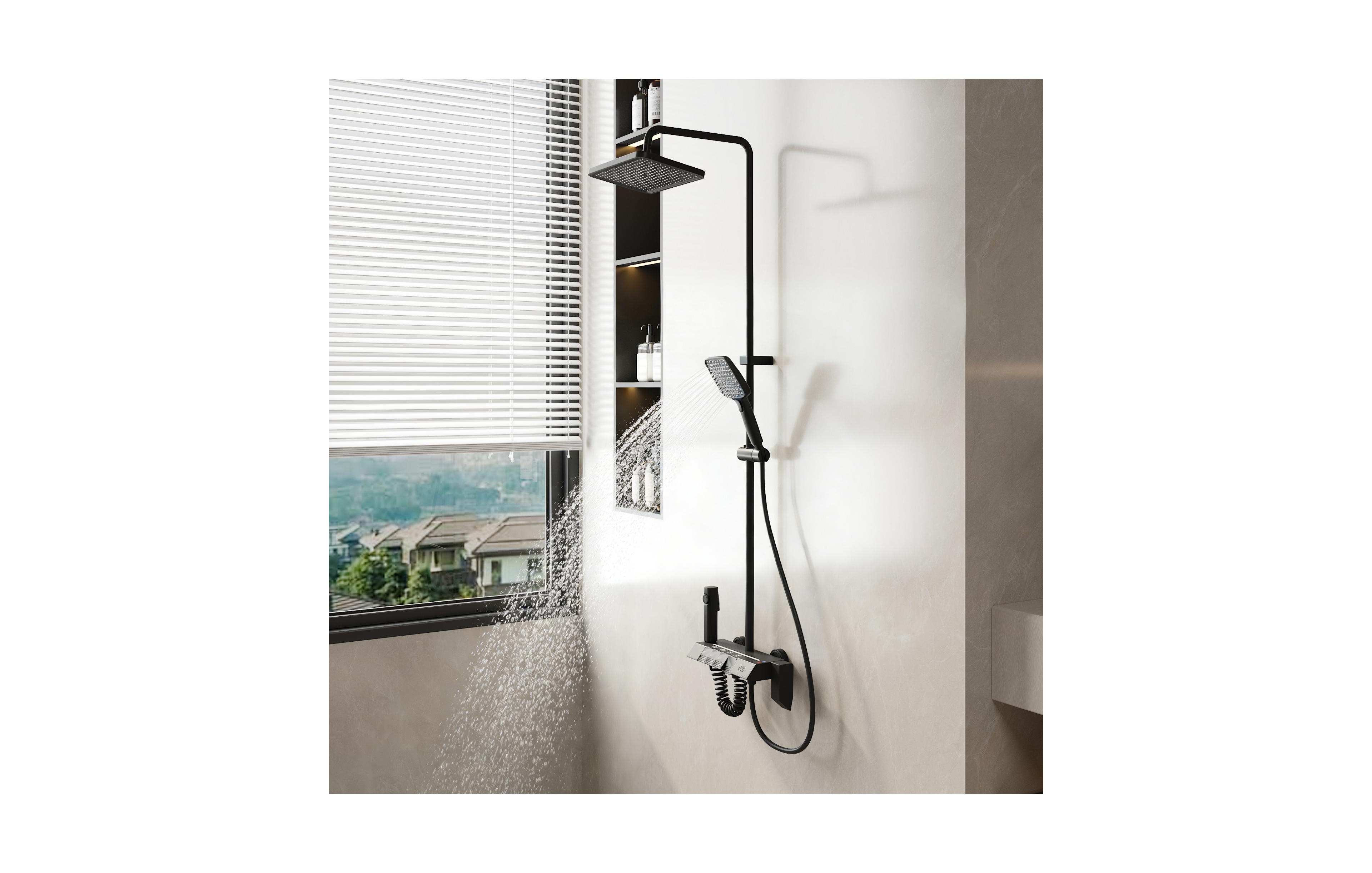Lalahoo 3-Spray Rain Shower Faucet 2.5 Gpm with Handheld Shower Combo Kit, 11.81 in. Rain Shower Head