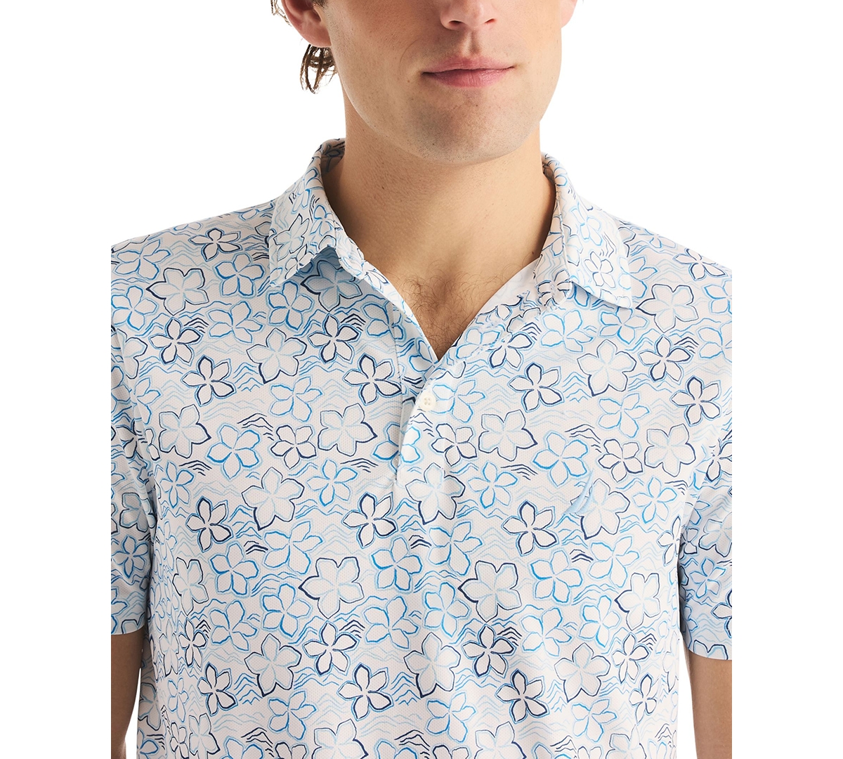 Nautica Men's Short-Sleeve Floral Outline Print Golf Polo Shirt