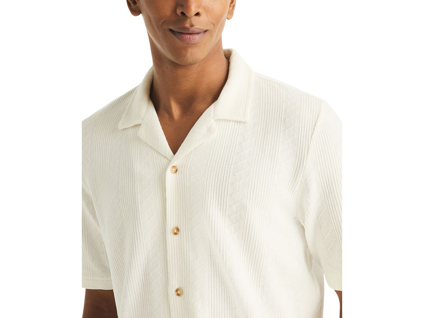 Мужское поло Nautica Short-Sleeve Vertical Textured Polo, цвет: Яркий белый — фото 4