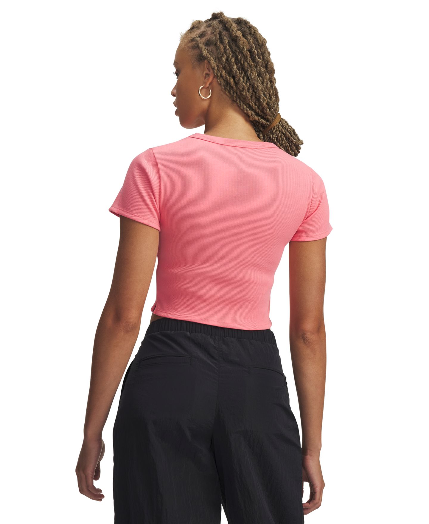 Женская футболка Under Armour Rival Ribbed Cropped, цвет: Розовый — фото 3