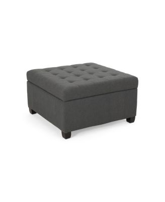 Upholstered Tufted Fabric Storage Ottoman