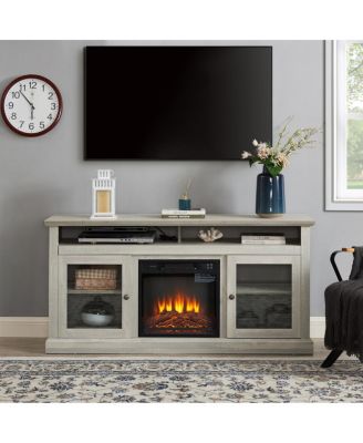 Contemporary Media Stand with Fireplace Insert, 60"W