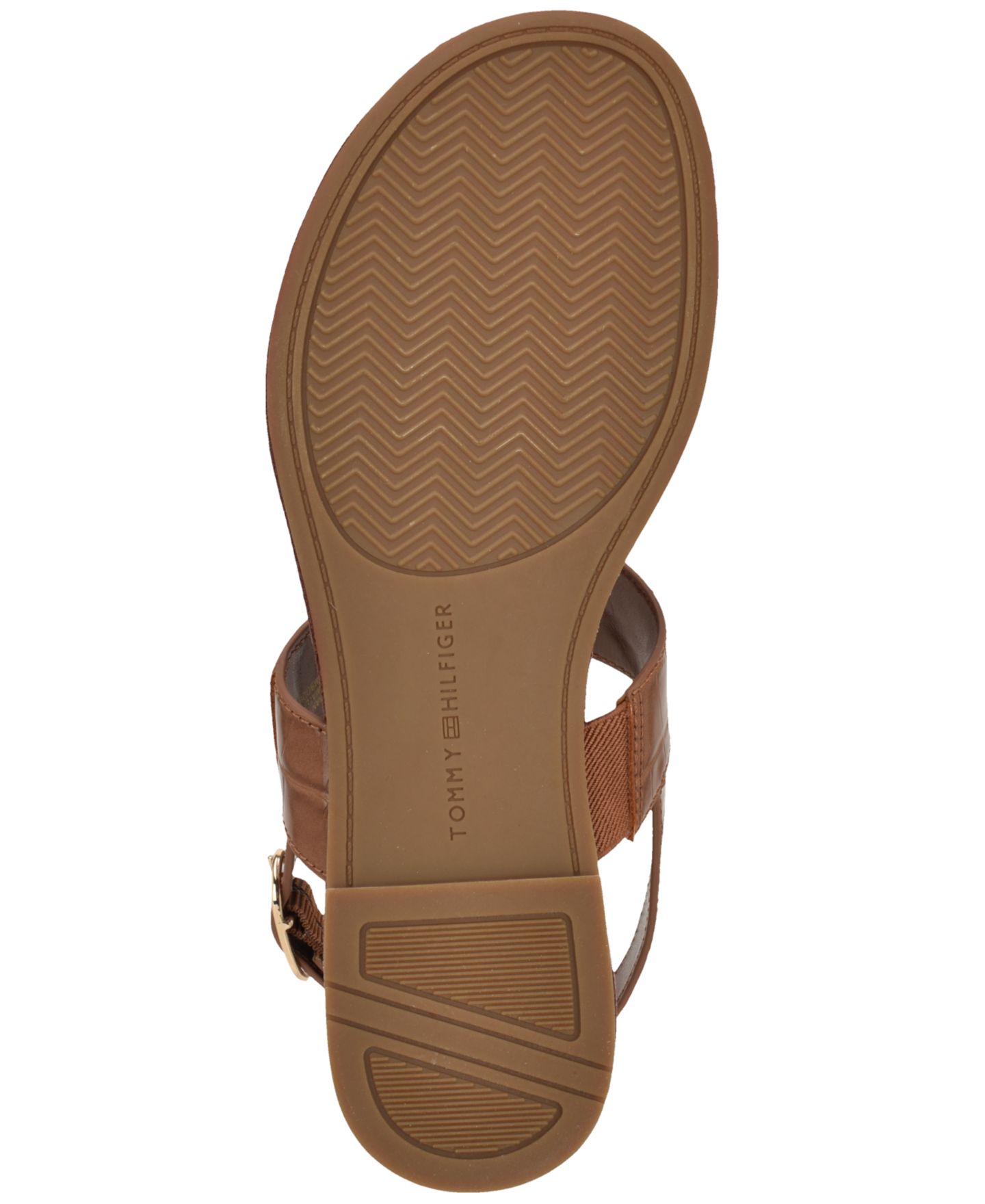 Женские сандалии Tommy Hilfiger Lenian T-Strap Flat Slingback Sandal, цвет: Коньячный — фото 5