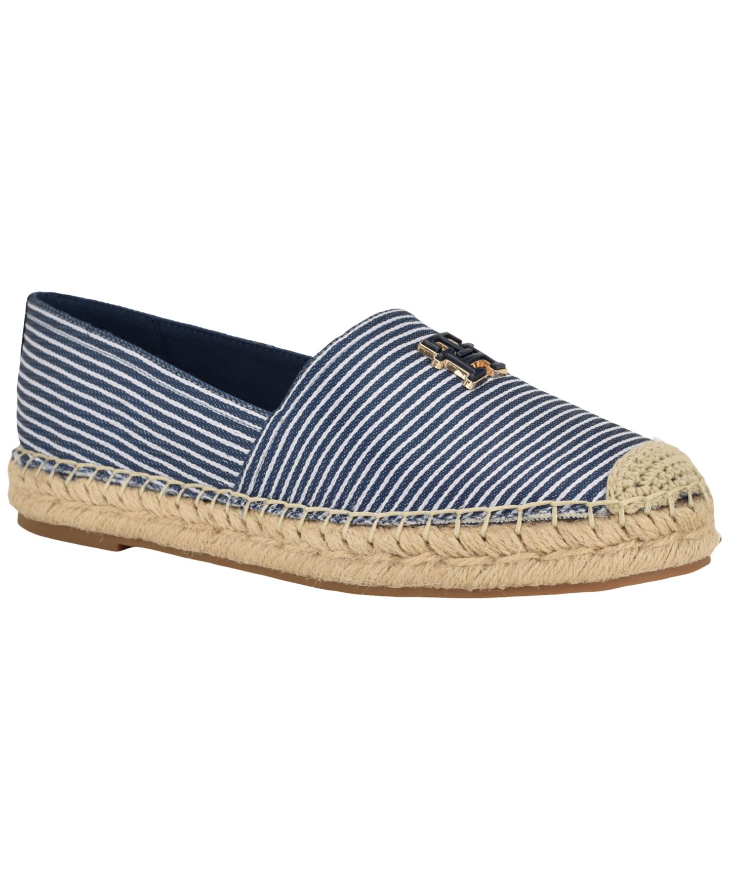 Женские балетки Tommy Hilfiger Palmz Flat Slip-On Espadrille, цвет: Синий полосатый — фото 1