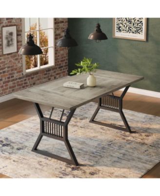 70.8 Inch Dining Table 4-6 Person Kitchen Table with Heavy Duty Metal Legs Farmhouse Wooden Dining Room Table