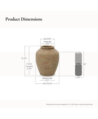 Terracotta 12.4" Vase with Earthy Tones, Accent for Farmhouse or Boho Interiors