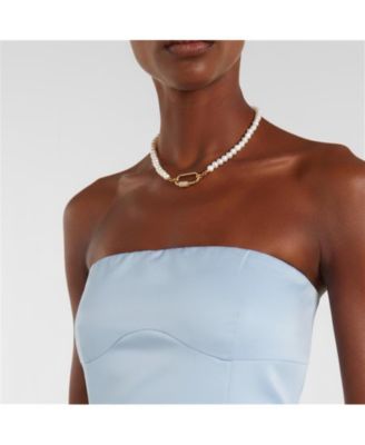 7–8mm Baroque Freshwater Pearl Necklace with Gold-Plated Carabiner Clasp