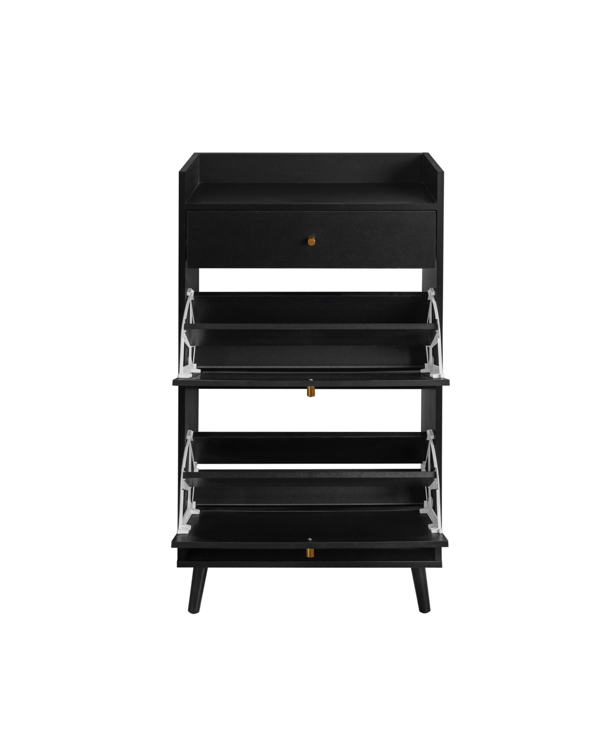 Rainsken Slim Rattan Shoe Cabinet, Freestanding Shoe Rack, Hidden Shoe Storage Organizer with 2 Flip Drawers for Entrance, Hallway