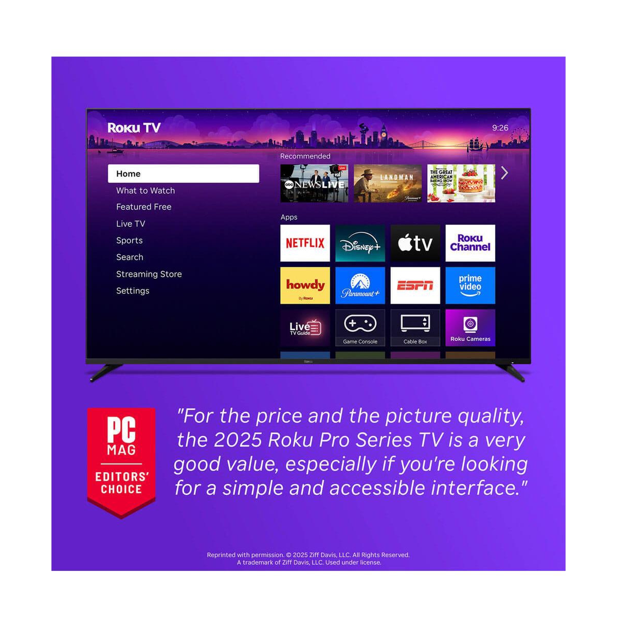 Roku 55" Class Pro Series 4K Qled Mini-led Smart Tv with Hdr, Wi-Fi 6, Dolby Vision, 12 Month Cps Warranty, Hdmi Cable and Screen Cleaner