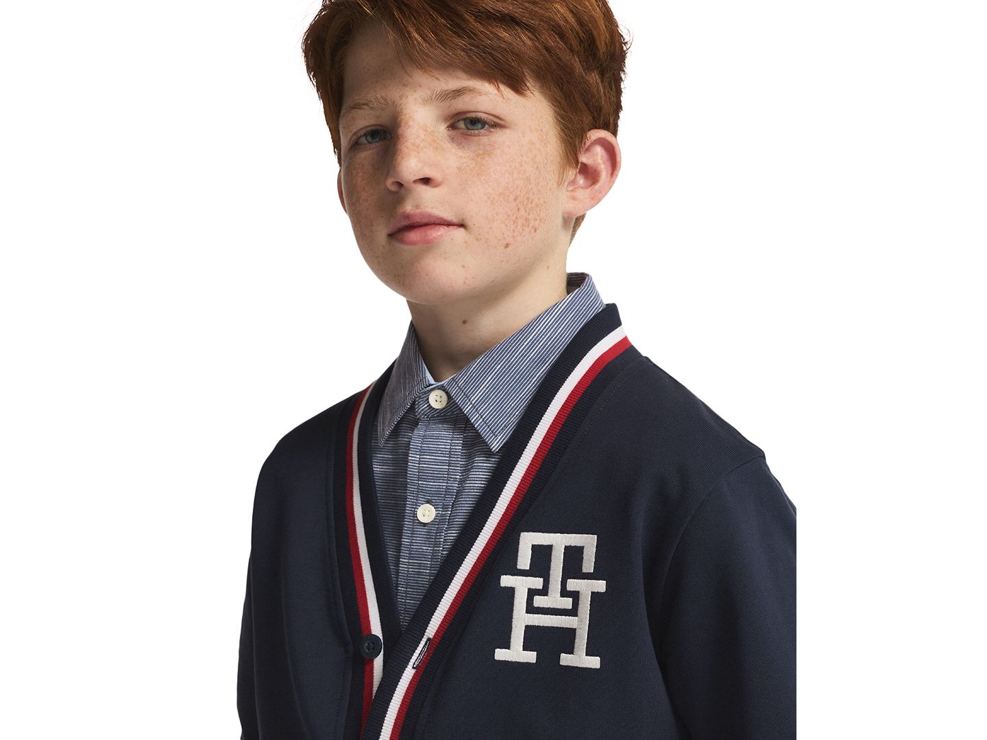 Кардиган Tommy Hilfiger Minimal V-Neck для мальчиков, цвет: Тёмно-синий — фото 3