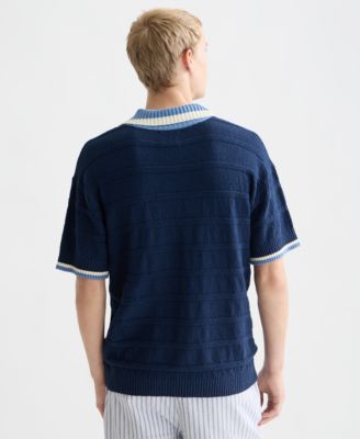 Men's Structured Knitted Regular-Fit Polo Shirt