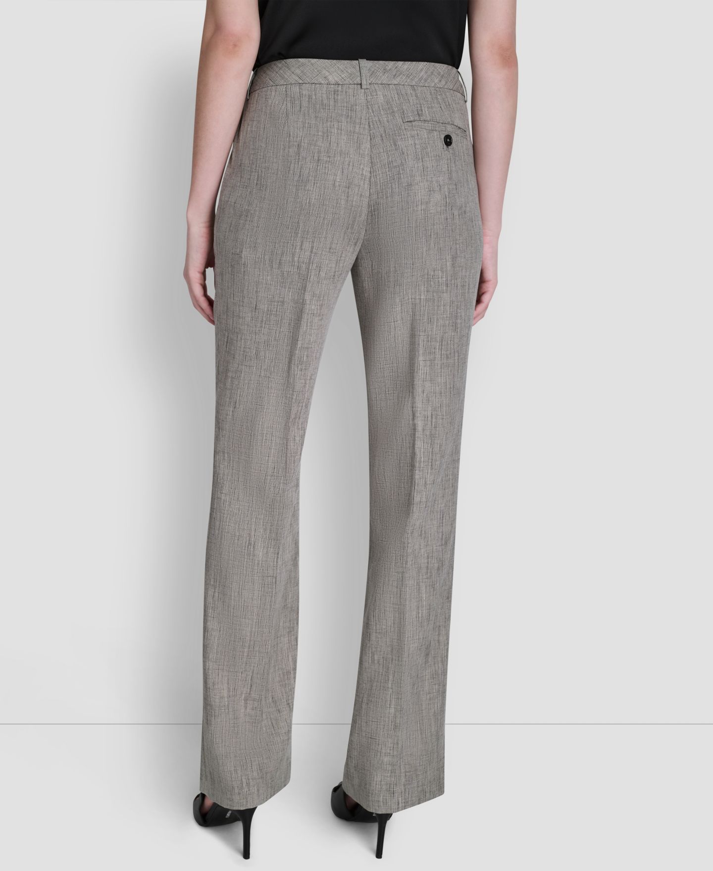 Женские брюки DKNY Petite Crosshatch Modern Fit, цвет: Чёрный / Кокосовый — фото 7
