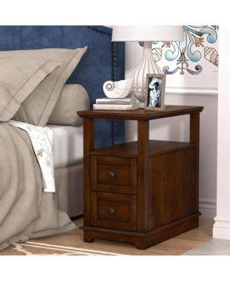 Drawer End Table with Charging Station for Living Room and Bedroom