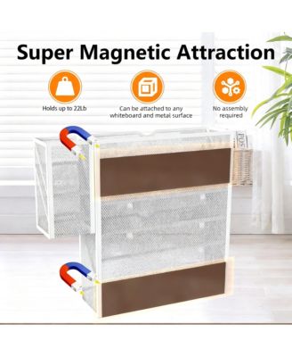5-Tier Magnetic File Organizer with Pen Holders for Efficient Desk or Wall Storage