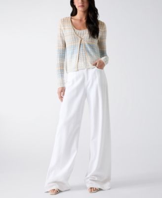 Women's Rosalyn Cover Shoulder V-Neck Cropped Sweater