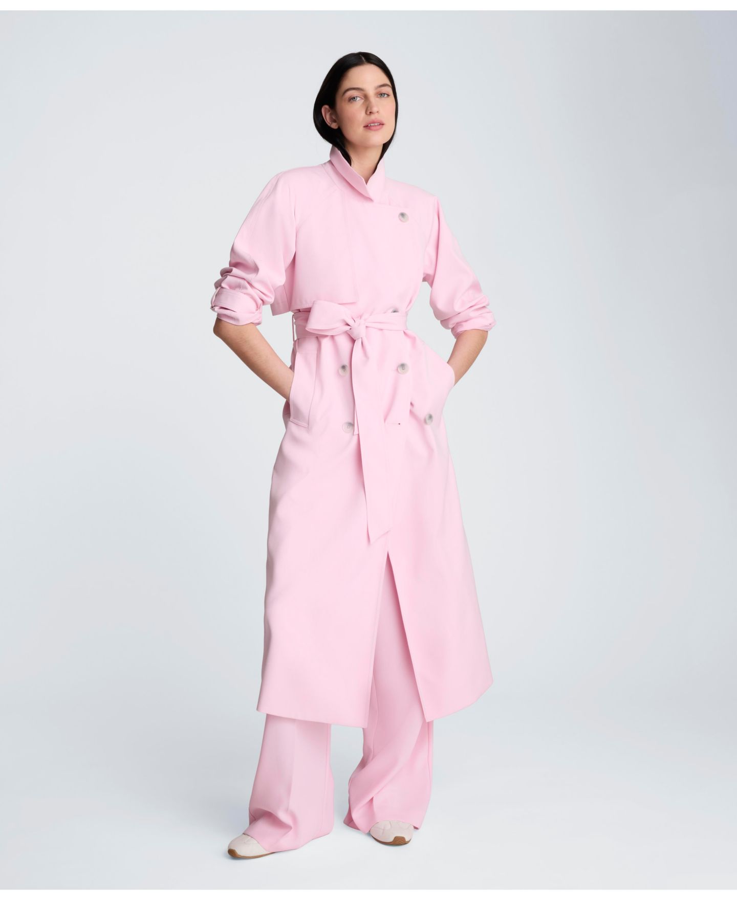 Женское пальто Kenneth Cole Long-Sleeve Notch Collar Trench, цвет: Розовый — фото 4