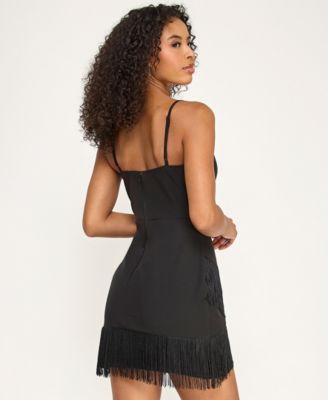 Juniors' Wrap Skirt Scoop Neck Dress