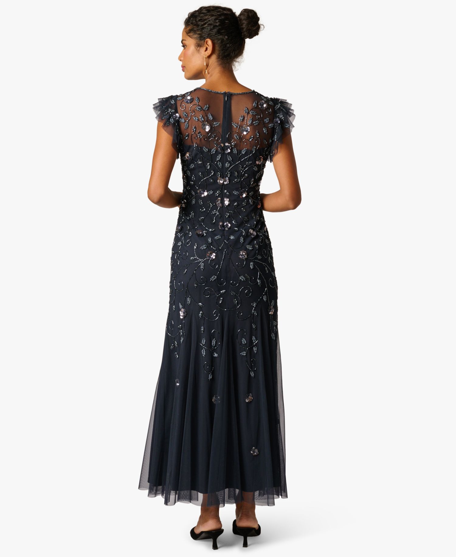 Petite Bead Mesh Ball Gown