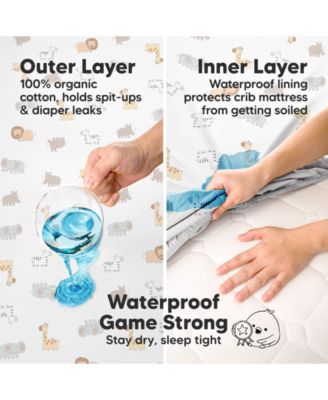 2pk Soothe Waterproof Fitted Crib Sheets for Girl, Boy, 100% Soft Cotton Crib Mattress Protector Sheet