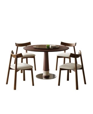 Solid Wood Dining Table Set Chairs, Round Table, Lazy Susan, Retro Kitchen Set