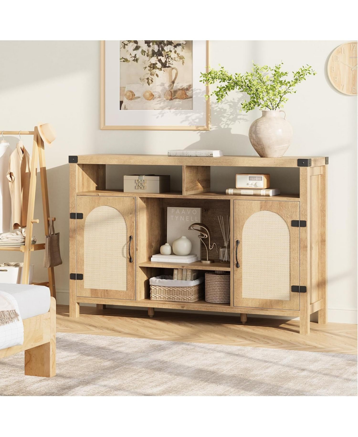 gaomon Farmhouse Wine Bar Cabinate Boho Liquor Sideboard with Wine Racks for Living Dining Room Kit