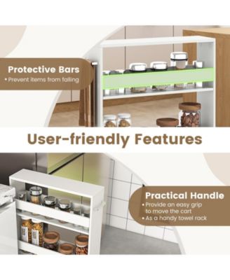 Narrow Mobile Serving Cart with Open Shelves for Kitchen Bathroom Living Room