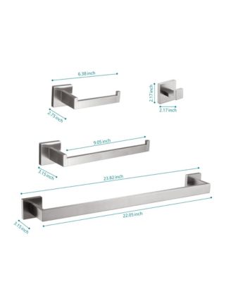 8 - Piece Bathroom Hardware Set, Stainless Steel Bath Towel Holder, Square Wall Mounted Towel Rack, Brushed Nickel Towel Bar for Bathroom