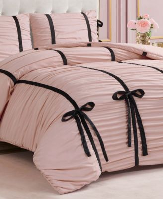 Amelie Velvet Bows Ruched 3-Pc. Comforter Set, Full/Queen