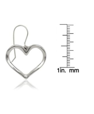 925 Sterling Silver Large Open Heart Dangle Hook Earrings
