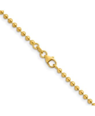 Solid 18k Yellow Gold Italian 7.25 Inch 2.5mm Bead Chain Bracelet Link Bracelet