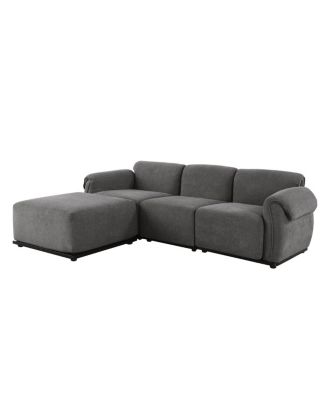 Fashionable grey chenille modular sofa with iron frame, 93" L