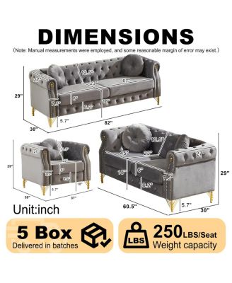  Velvet Chesterfield Sofa with Copper Studs & Tufted Buttons, Metal Legs