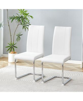 Streamdale 4-Pack PU Upholstered Dining Chairs with Chrome Legs