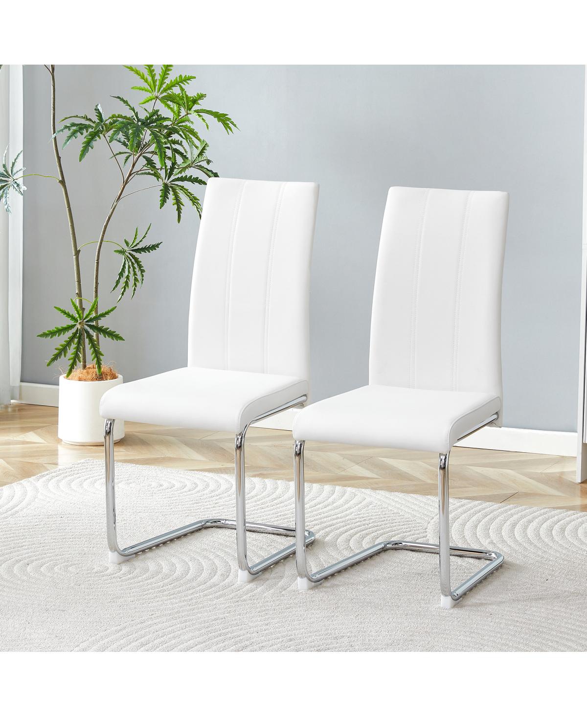 Streamdale Furniture Streamdale 4-Pack Pu Upholstered Dining Chairs with Chrome Legs