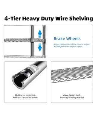 5-Tier Utility Shelving Unit, Steel Storage Organizer Wire Rack for Garage, Home